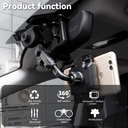 Adjustable Car Rearview Mirror Phone Holder 360° Retractable Cell Phone Holder Clip Phone GPS Support Mobile Phone Mount Stand