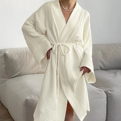 Spring/Summer 2025 Women'S Bathrobes, Cardigans, Lace-Up Bathrobes,Long-Sleeved Casual, Loose and Comfortable Home Wear, Pajamas