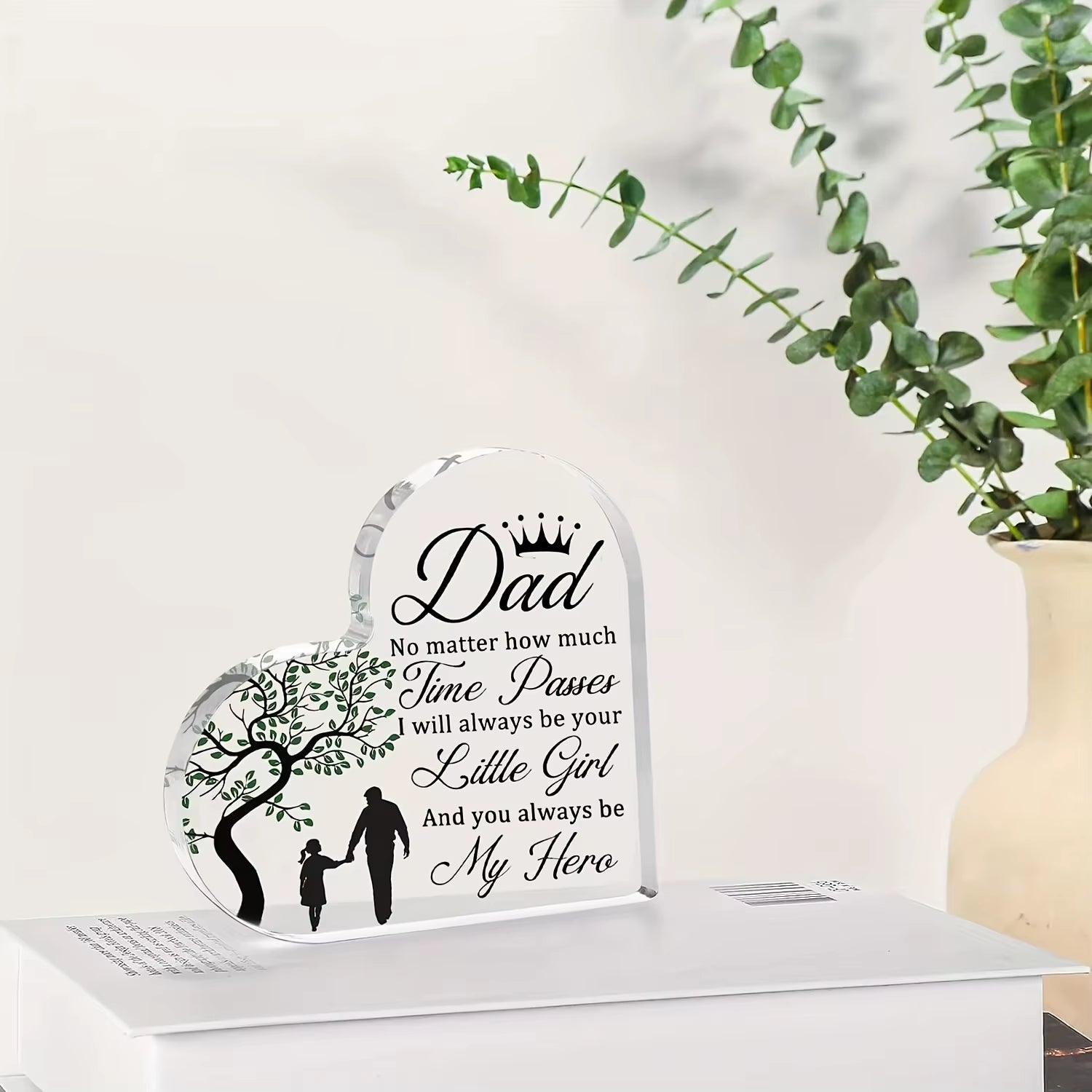 Dad Gifts from Daughter Heart Acrylic Plaque Fathers Day Gift Dad Birthday Gift