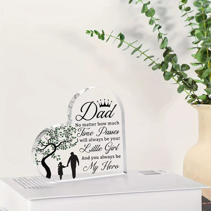 Dad Gifts from Daughter Heart Acrylic Plaque Fathers Day Gift Dad Birthday Gift