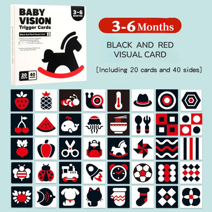 Montessori 0-12Month Baby Vision Cards Black and White Flash Card High Contrast Stimulate Newborn Visual Early Learning Kids Toy