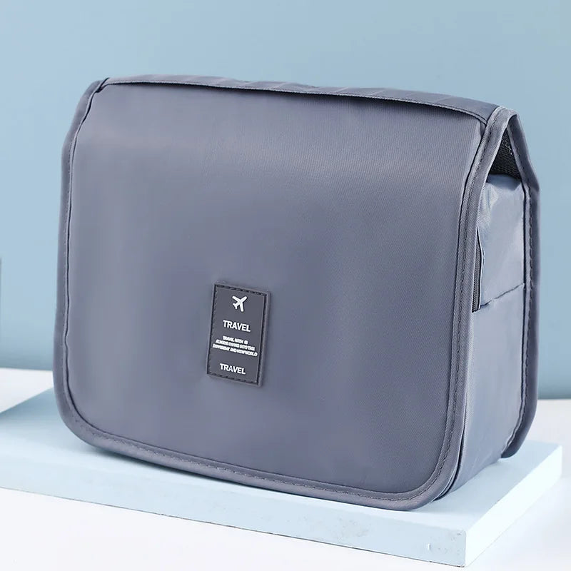 Make up Bags Solid Color Korean Foldable Cosmetic Bags Travel PVC Waterproof Large Capacity Toiletries Hangbag Storage