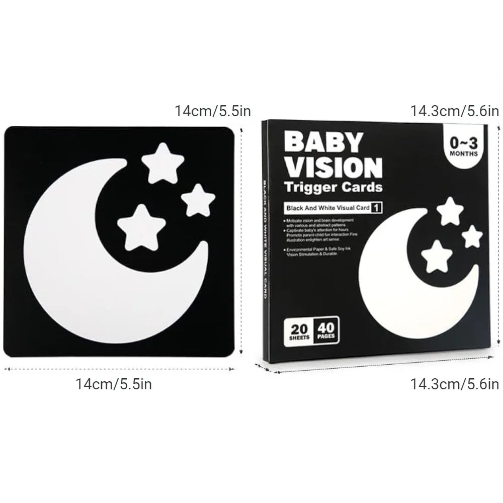Montessori 0-12Month Baby Vision Cards Black and White Flash Card High Contrast Stimulate Newborn Visual Early Learning Kids Toy