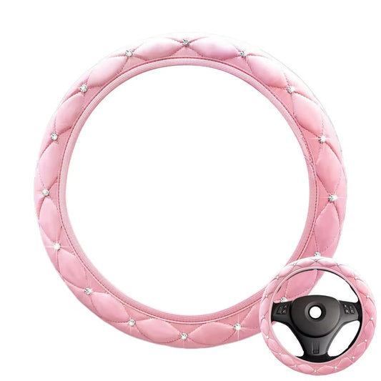 Bling Car Steering Wheel Cover Steering Wheel Sleeve with Sparkly Glitter Rhinestones Anti-Slipcar Wheel Protector Auto Steering