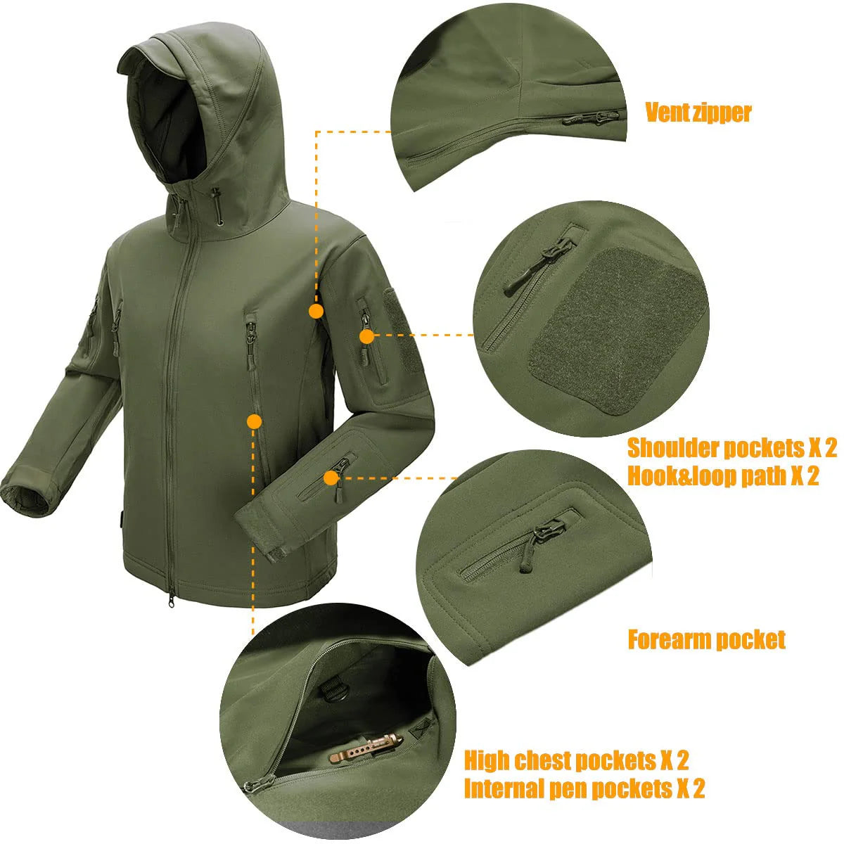SHARKSKIN Men’S Warm Waterproof Softshell Tactical Hiking Jacket