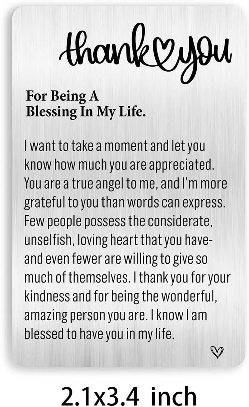 Appreciation Gift for Women Men, Engraved Wallet Card Inserts Teacher Coach,Thank You Note Cards Thanksgiving Day Gifts