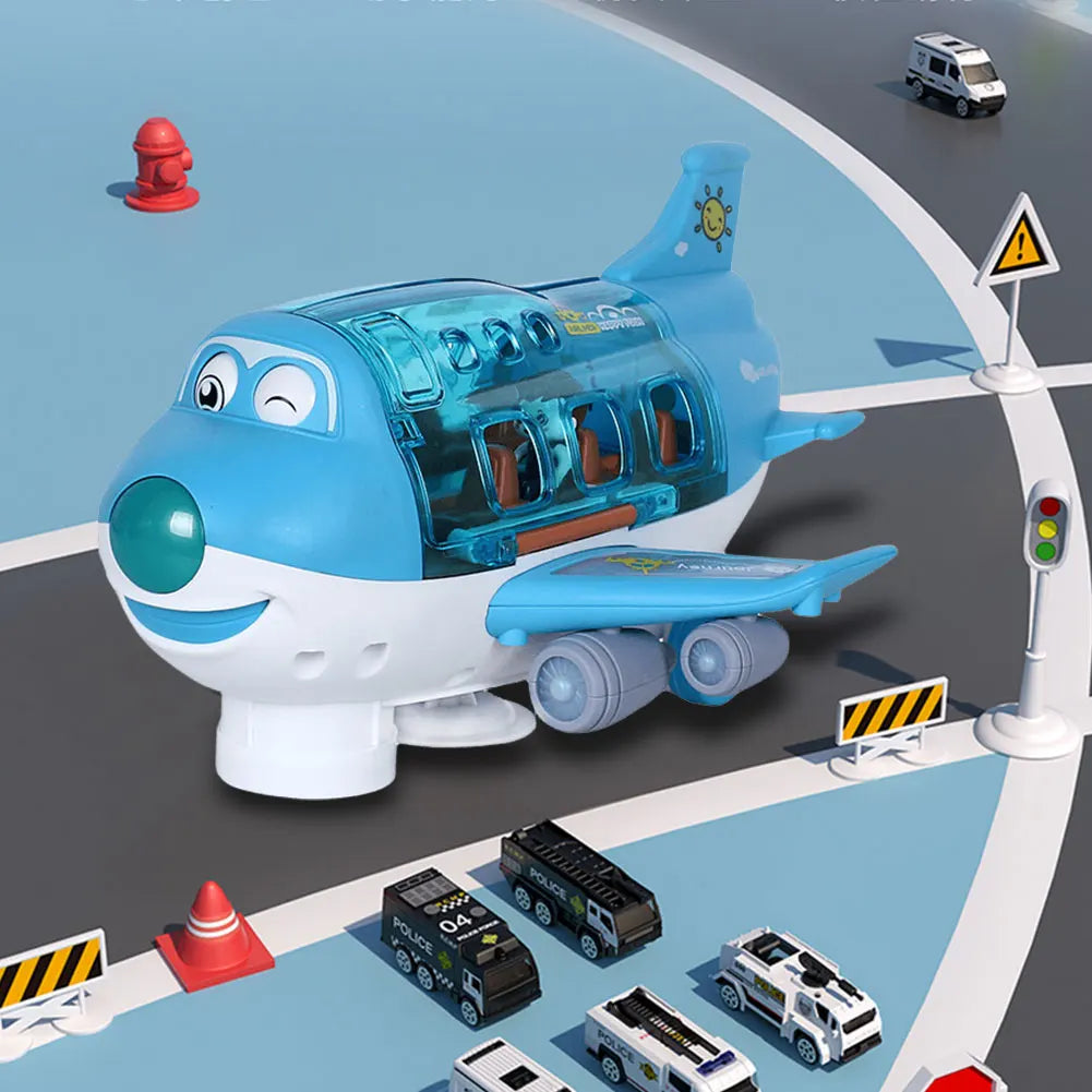 360 Degree Rotating Airplane Model Electric Plane Toy with Light Music Bump and Go Action Toddler Toy Children Xmas Gifts