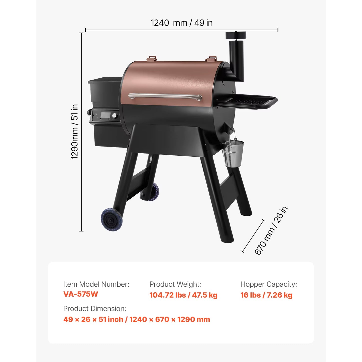 Wood Pellet Grill Smoker BBQ Grills for Outdoor Cooking with Wifi-App Control, LCD Screen Controller for Camping Yard