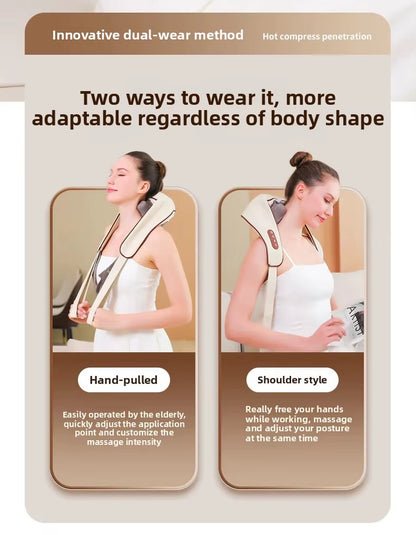 New USB Tape Neck Shiatsu Massage Belt Neck Back Shoulder and Neck Massager U-Shape Electric Neck Massager with Long-Las