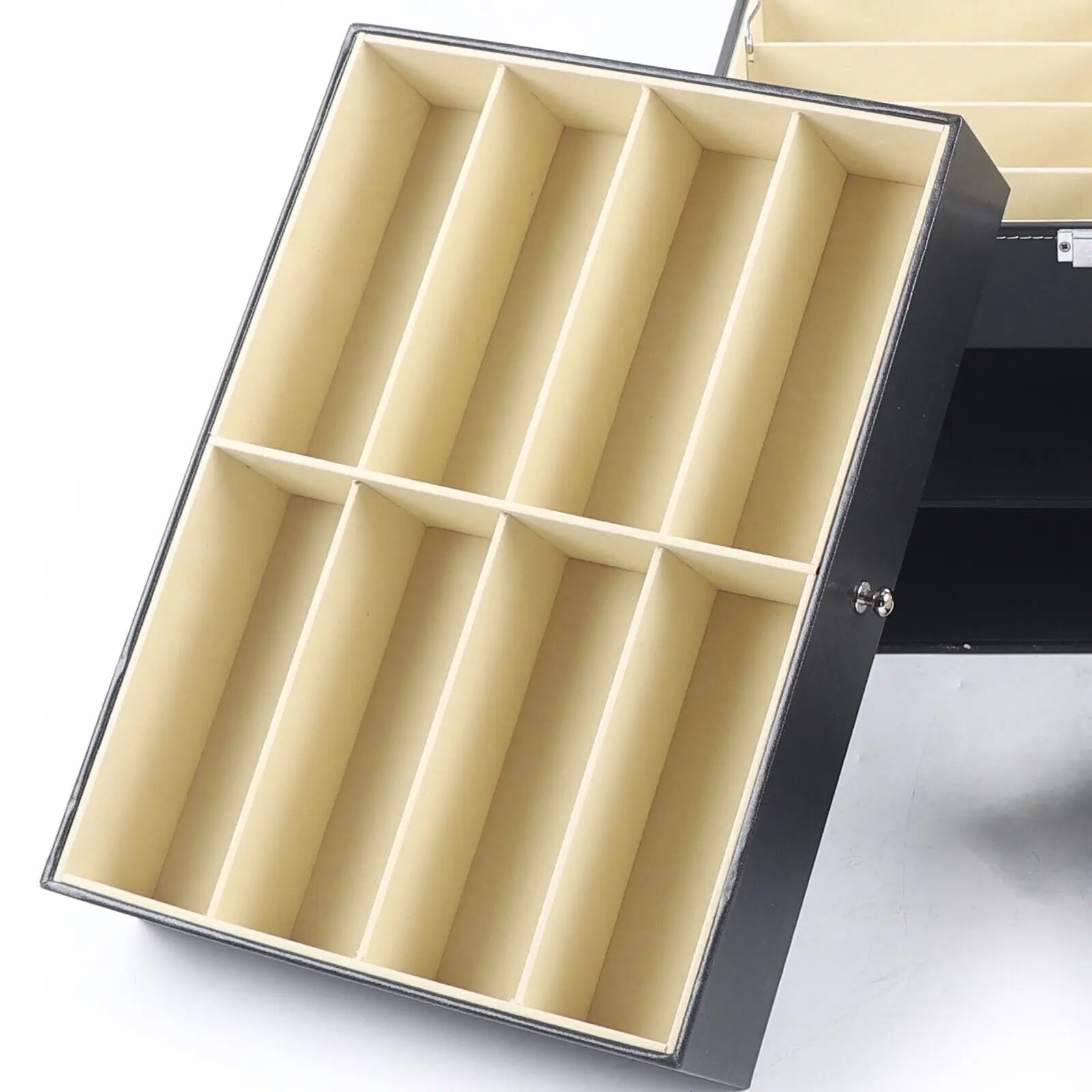 PU Leather Sunglasses Display Box Glass Window Jewelry Organizer for Glasses Rings Necklaces