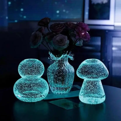 Dreamy Fluorescent Vase Exquisite and Unique Luminous Glacier Vase Shines in the Dark Transparent Mushroom Vase Home Decoration