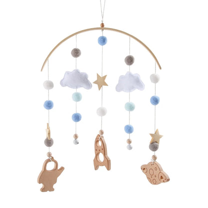 Baby Bed Bell Wood Mobile Toddler Rattles Toys Crib Bell Rattles Boho Style Kids Musical Toys 0-12 Months for Baby Newborn Gifts