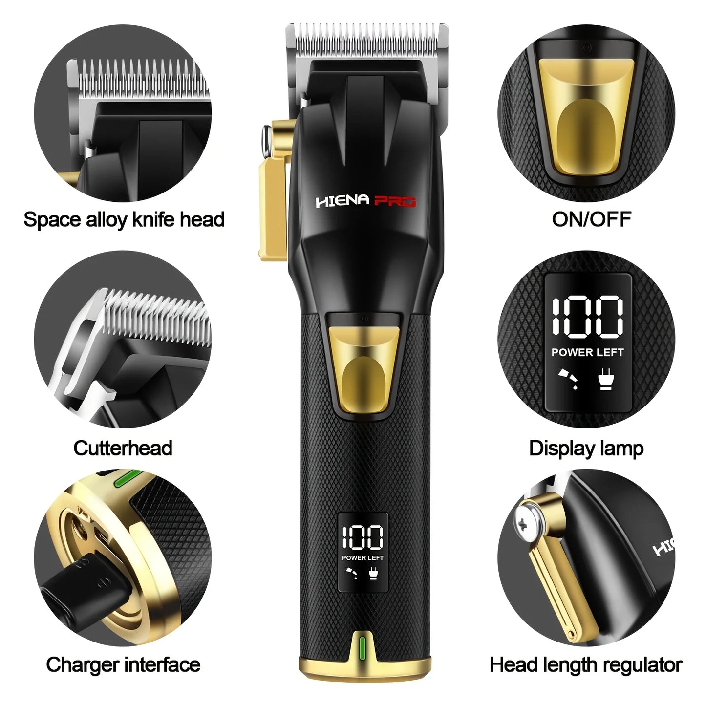 HIENA Men’S Black Electric Grooming Kit (1–4Pcs)
