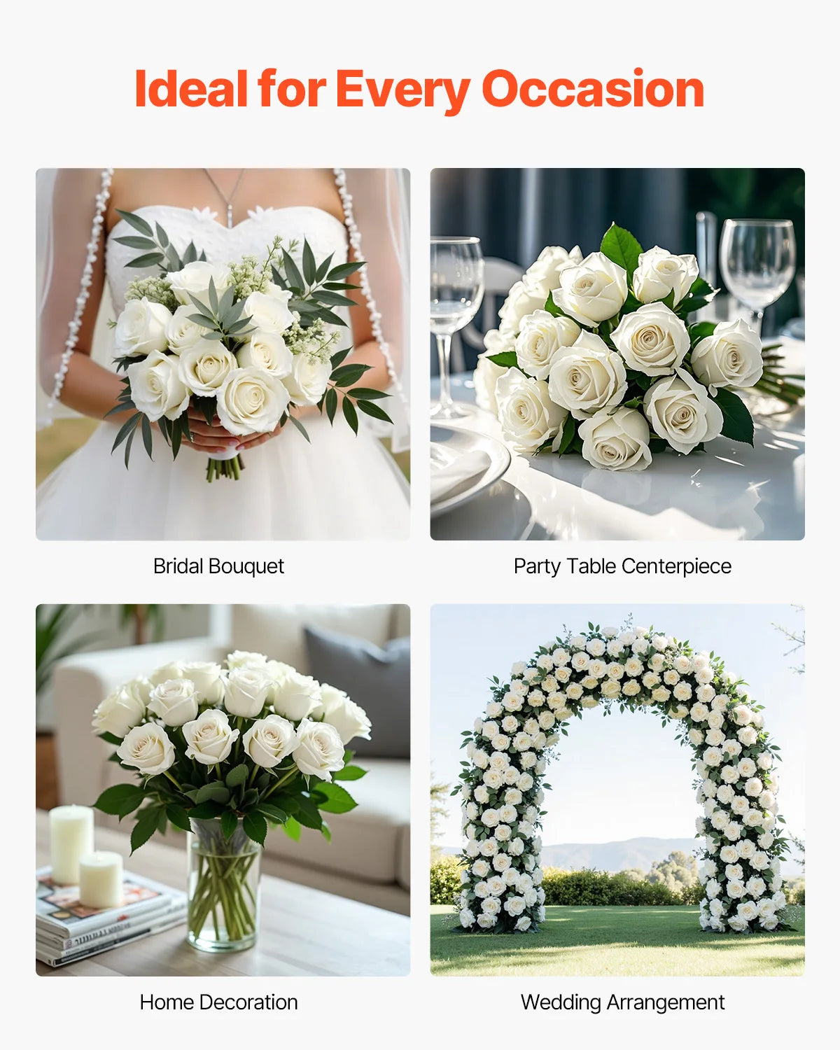 Succebuy Artificial Flowers 60/120/500Pcs Real Looking White Foam Fake Roses Bulk White/Red Faux Bridal Shower for DIY Wedding
