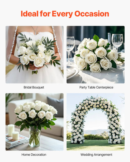 Succebuy Artificial Flowers 60/120/500Pcs Real Looking White Foam Fake Roses Bulk White/Red Faux Bridal Shower for DIY Wedding