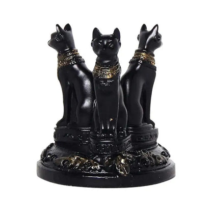 Unique Mini Egyptian Cat Statue Bastet Cats Crystal Sphere Ball Stand Triple Goddess Cat Resin Figurines for Home Decor