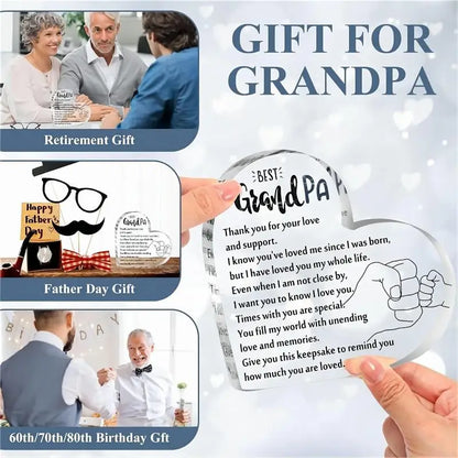 Grandpa Gifts ，From Grandchildren Acrylic Heart Grandpa Keepsake ，Grandpa Birthday Gift