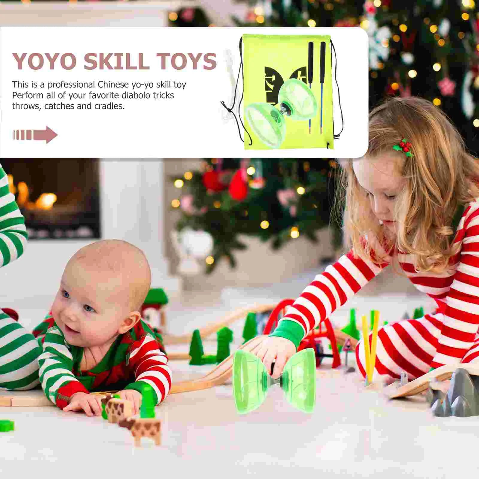 Diabolo Set Juggling Toy Yoyo Traditional Yo-Yo Chinese for Toddler Children’S Toys Elderly Bearing Kids Plaything Soft Rubber
