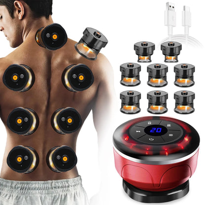 8Cups Smart Cupping Therapy Massager Set,4In1 Electric Cupping Massager Device Fat Burner Vacuum Suction Cups Ems anti Cellulite
