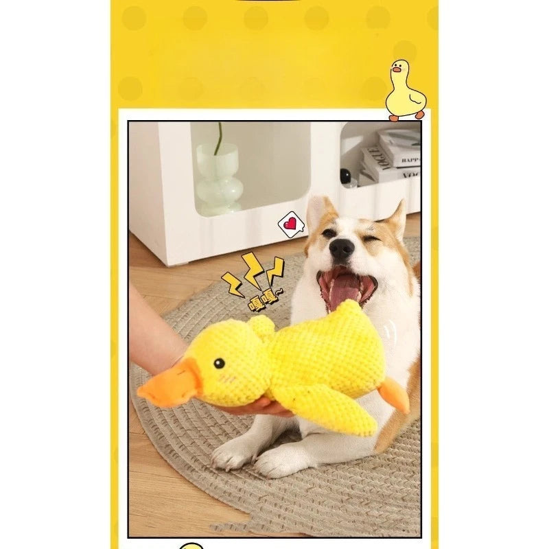 Pet Interactive Companion, Chew-Resistant Chew Dogs Cat Toy Calming Duck Toy for Dog,Soothing Plush Pet Toys with Sound Quack