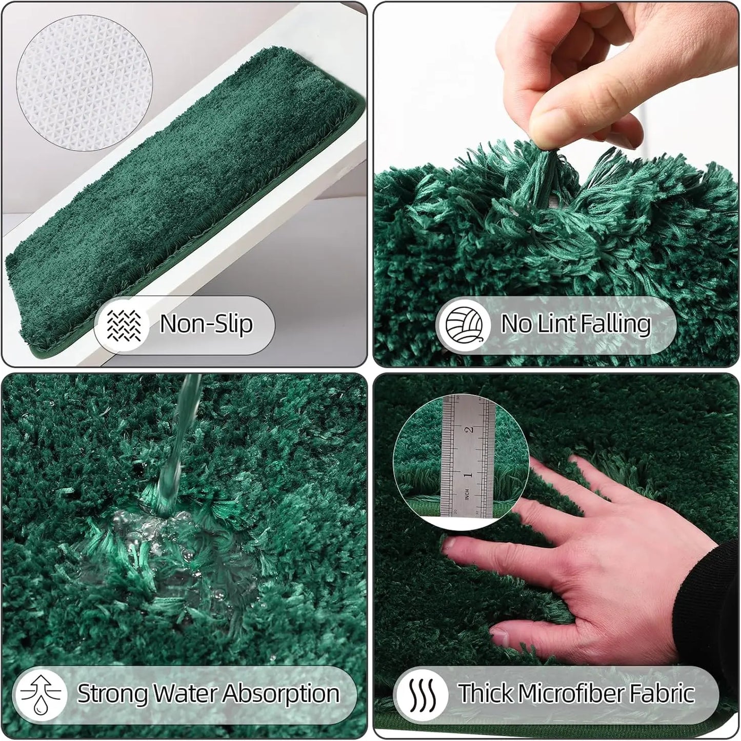 Dark Green Ombre Bathroom Set 24PCS with Shower Curtain, Rugs, Soap Dispenser & Toilet Brush for Housewarming Gift