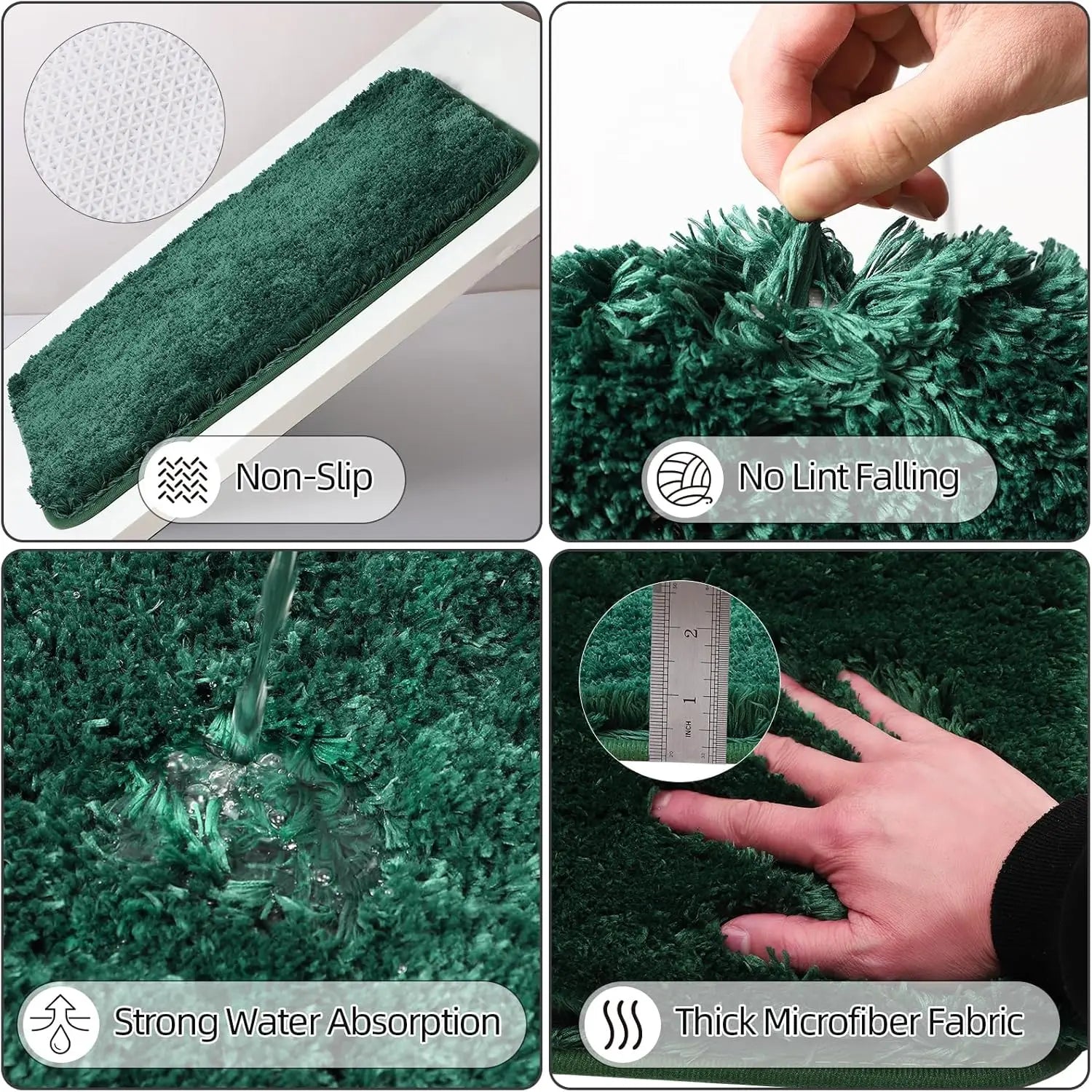 Dark Green Ombre Bathroom Set 24PCS with Shower Curtain, Rugs, Soap Dispenser & Toilet Brush for Housewarming Gift