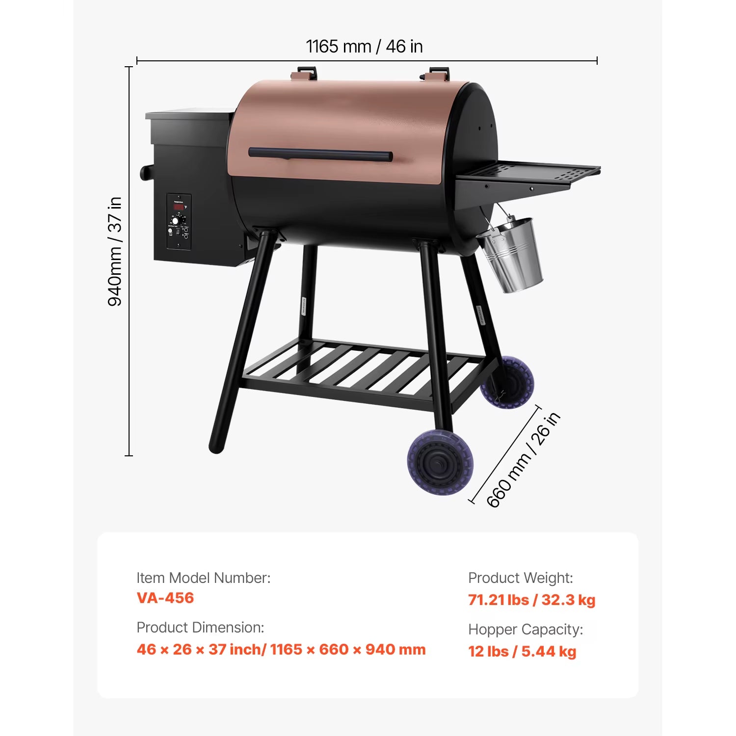 Wood Pellet Grill Smoker BBQ Grills for Outdoor Cooking with Wifi-App Control, LCD Screen Controller for Camping Yard