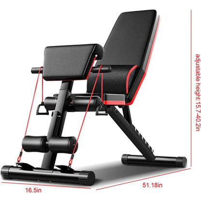 Adjustable Weight Bench, Utility Weight Bench, Home Exercise Equipment with Cushion Drawstring Support Bar for Full Body Workout