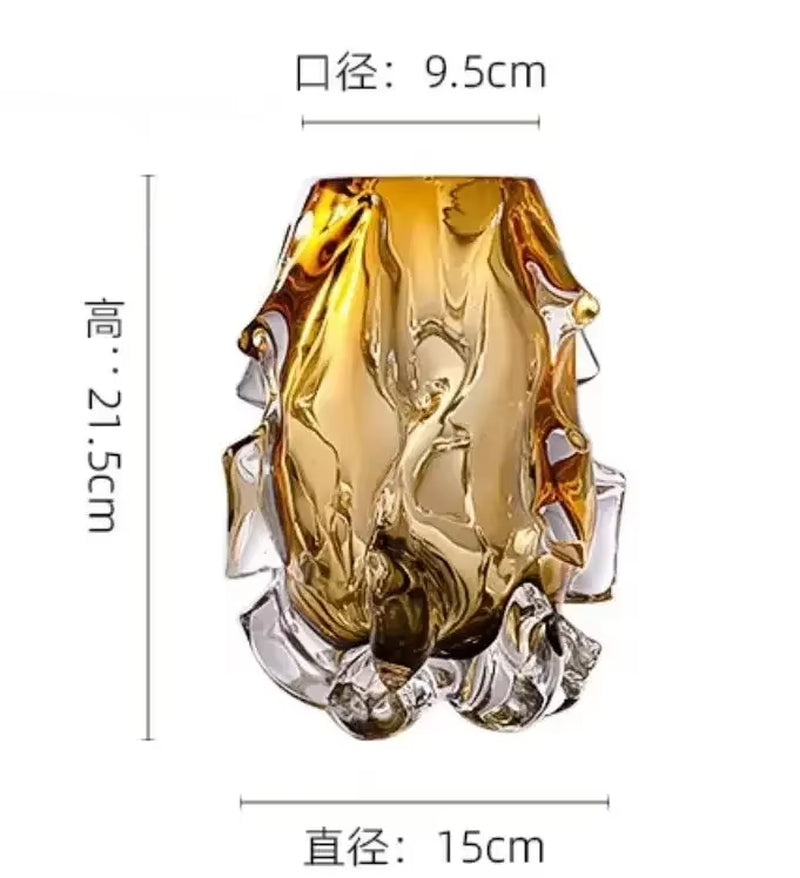 High-Grade Crystal Glass Art Vase Ornaments Modern Contracted Vase Decoration Hand Craft Gift Desk Decorative Flower Ware