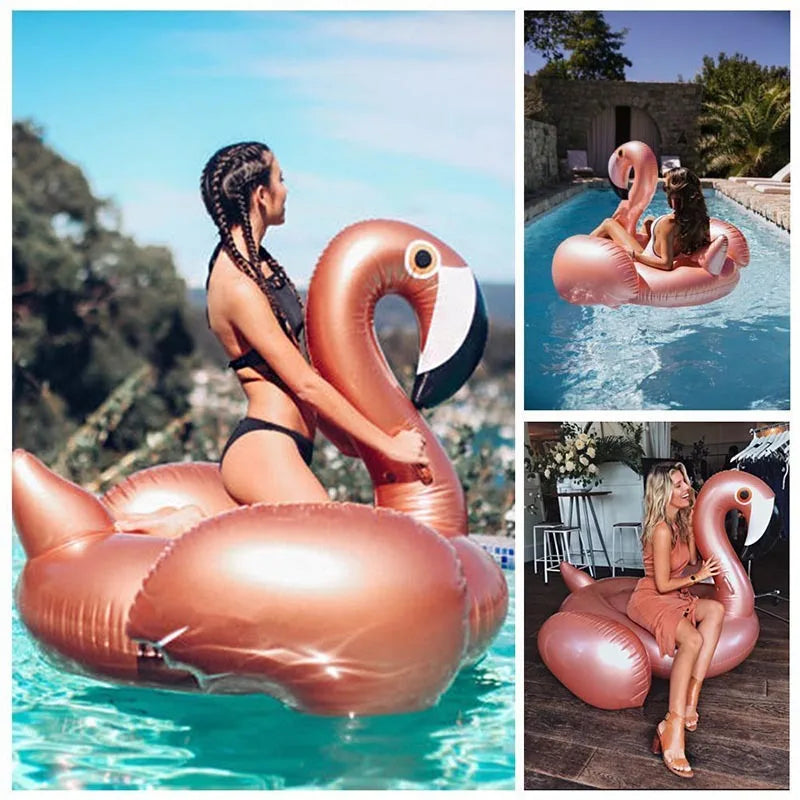 Flamingo Pool Float Fun Beach Floaties Inflatable Swimming Pool Toys Floating Bed Summer Pool Raft Lounger Floating Mat