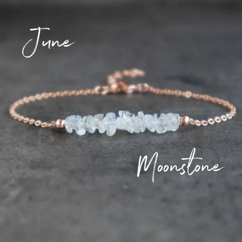 Raw Moonstone Bracelet, Raw Crystal Bracelet , Rainbow Moonstone Bracelet, June Birthstone Bracelets for Women, Gifts for Women