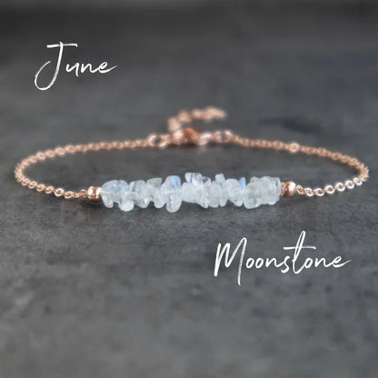 Raw Moonstone Bracelet, Raw Crystal Bracelet , Rainbow Moonstone Bracelet, June Birthstone Bracelets for Women, Gifts for Women