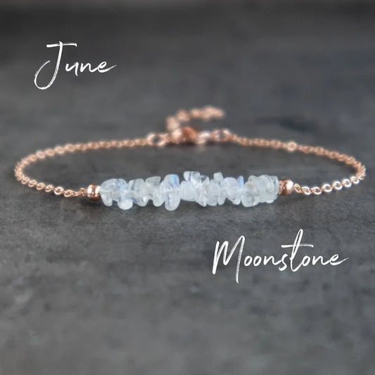 Raw Moonstone Bracelet, Raw Crystal Bracelet , Rainbow Moonstone Bracelet, June Birthstone Bracelets for Women, Gifts for Women