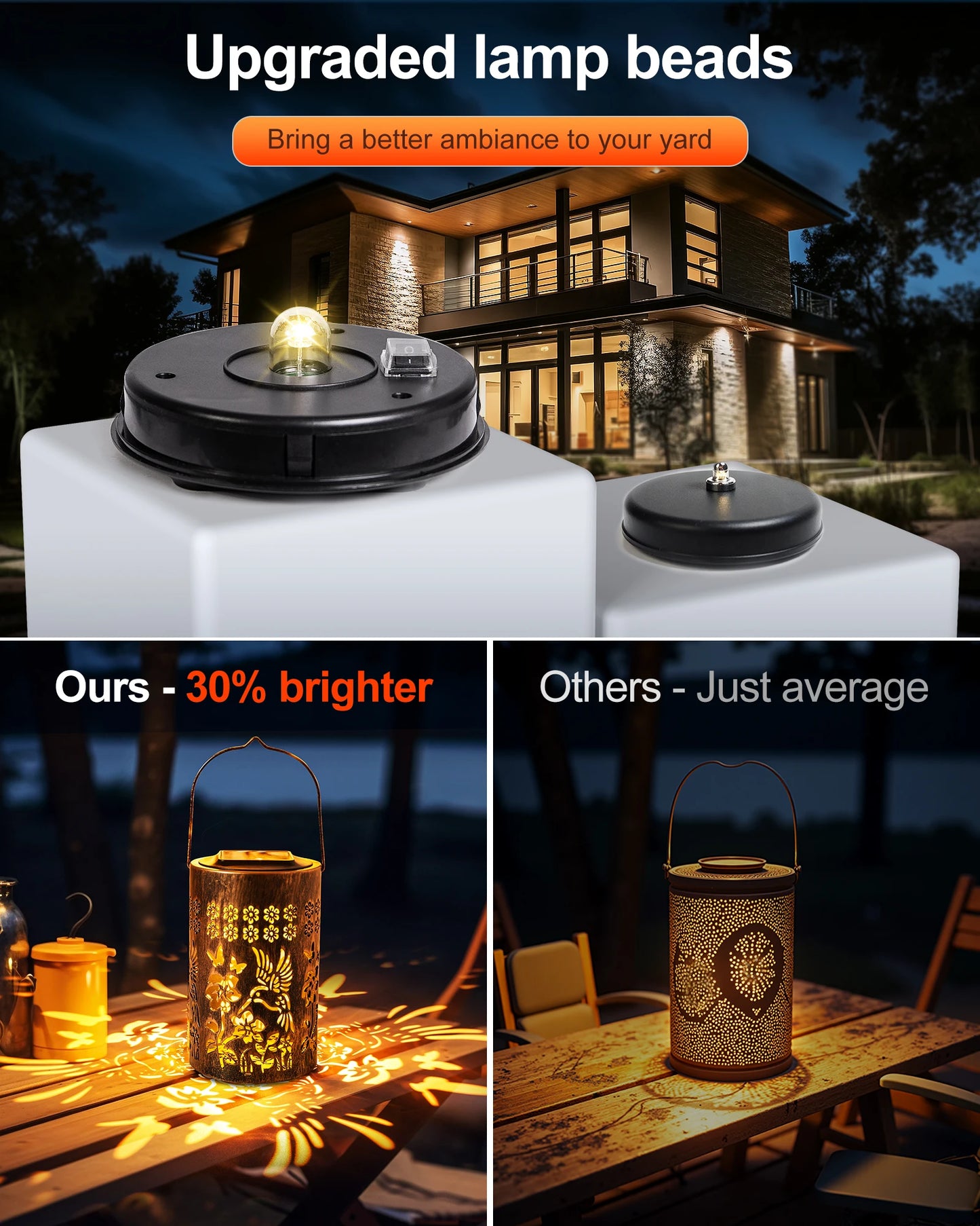 2025 Newest Fairy Solar Lantern Outdoor & Upgraded LED Beads, IP67 Waterproof, Warm White Lamp for Garden Patio Courtyard Path