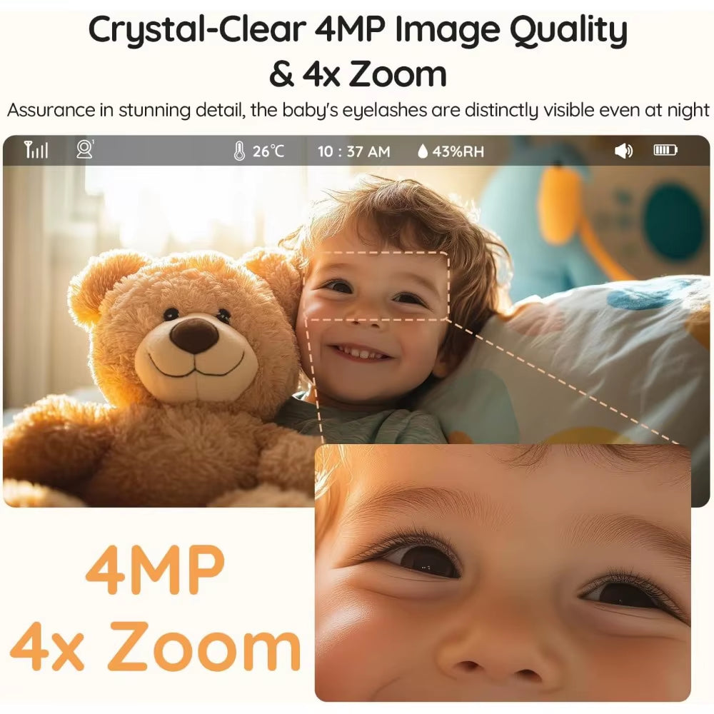 5.5" AI 4MP Baby Monitor Pro Max: App (Wi-Fi) and Monitor (No Wi-Fi) Control, Upgrade AI Detection (Tummy Sleeping & Face Area)
