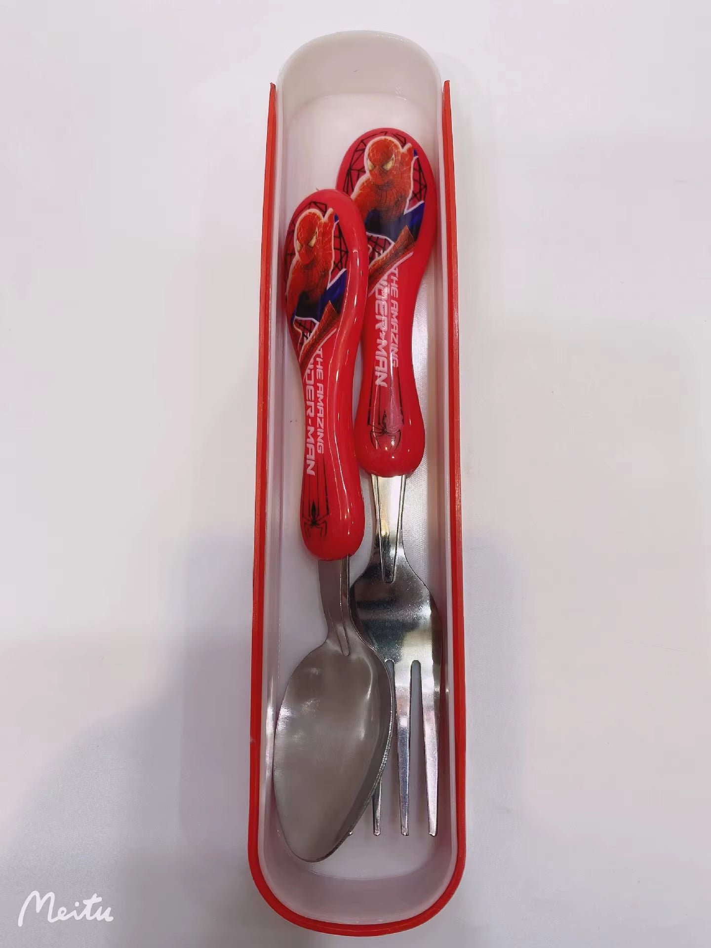2Pcs Superhero Spiderman Cartoon Toy Tableware Spoon Cross Fork Soup Spoon Set Dining Lunch Hulk Anime Figures Party Kids Toys
