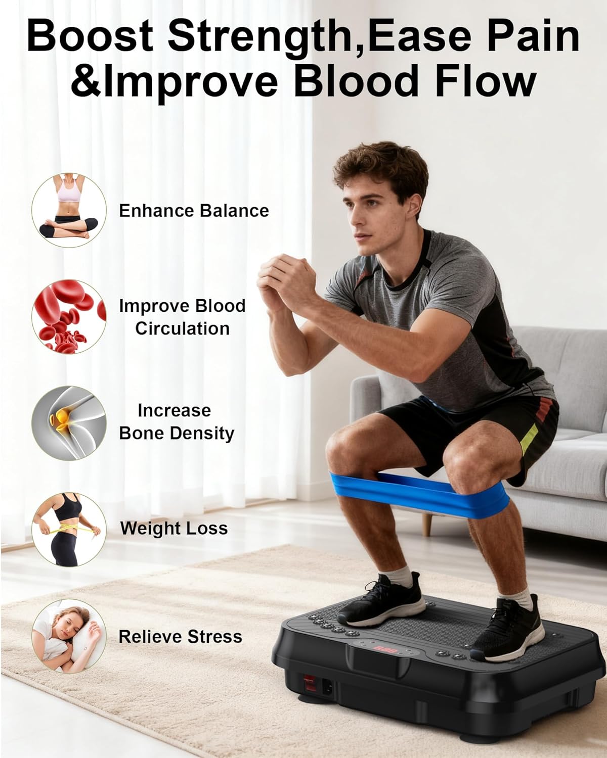 Vibration plate machine benefits for strength, weight loss and circulation