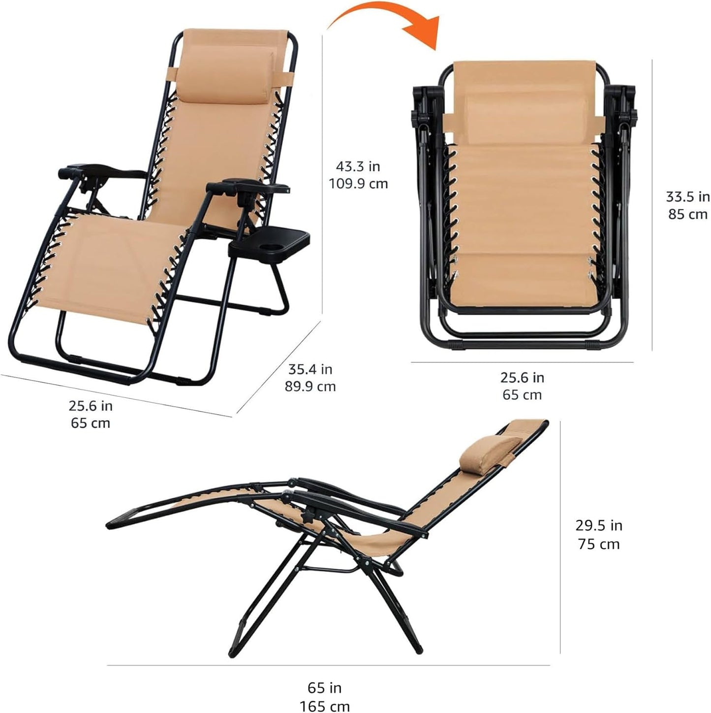 Zero gravity folding recliner chair dimensions and portable folding design