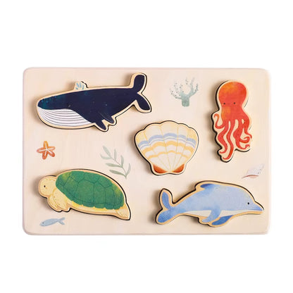 Baby Wooden Jigsaw Puzzle Building Blocks Montessori Educational Toy Cartoon Forest Marine Animal Astronaut Puzzle Gift for Baby