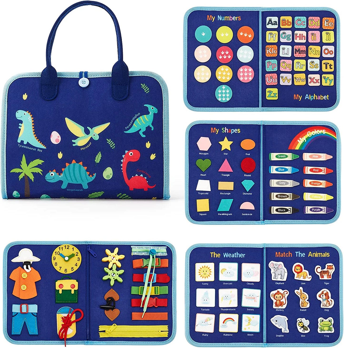 Toddler Montessori Busy Board Activities Education Toys Basic Dress Motor Skills Baby Travel Learning Toys for Christmas Gift