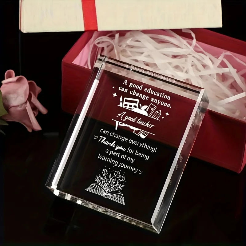 1Pc, Teacher Appreciation Gifts for Women, Crystal Plaque Teacher Gift for Teacher'S Day, Thank You Teacher Gift