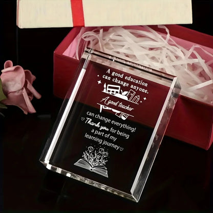 1Pc, Teacher Appreciation Gifts for Women, Crystal Plaque Teacher Gift for Teacher'S Day, Thank You Teacher Gift