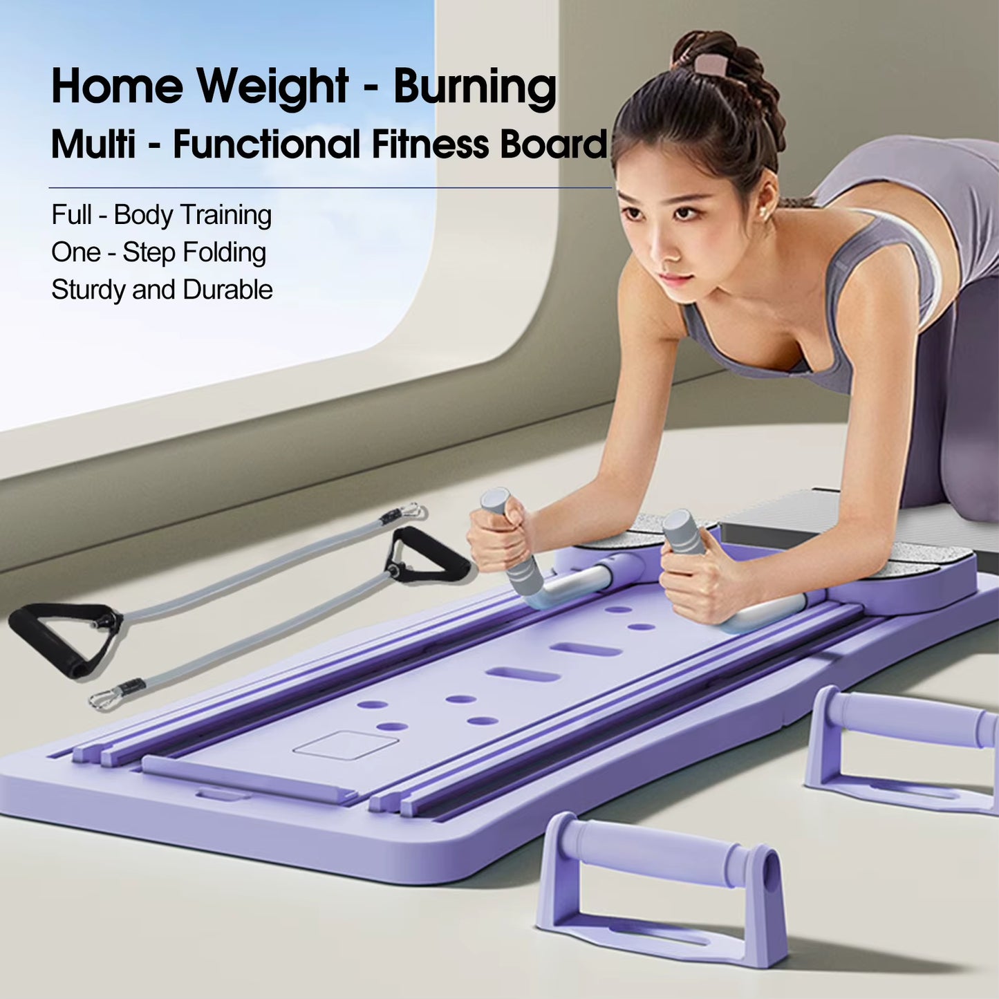 At Home Pilates Board Foldable 4-In-1 Exercise Wheel Roller Exercise Equipment for Home Gym Workout Trainer Pilate Board