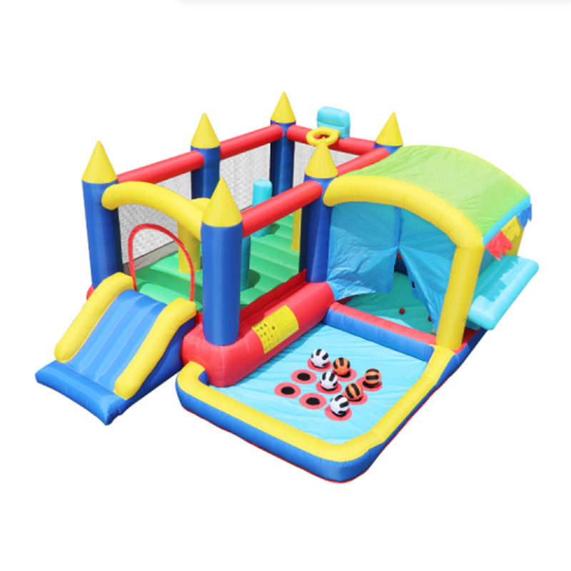 7 in 1 Inflatable Bounce House, Bouncy House with Ball Pit for Kids Indoor Outdoor Party Family Fun, Obstacles, Toddler Bouncy Castle with Ball Pit for Birthday Party Gifts