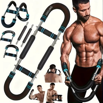 Adjustable Power Twister Bar 60-100LBS Spring Resistance Chest Expander Arm Trainer for Men - Upper Body Strength Training Home