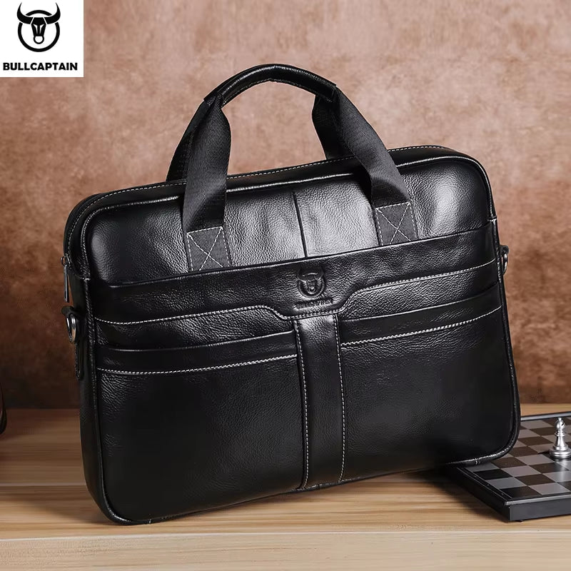 Leather Laptop Bag, Top Layer Leather 15" Laptop Bag Men'S Laptop Briefcase Briefcase Work Business Travel Bag 053