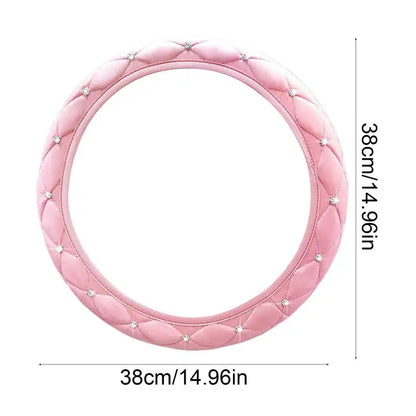 Bling Car Steering Wheel Cover Steering Wheel Sleeve with Sparkly Glitter Rhinestones Anti-Slipcar Wheel Protector Auto Steering
