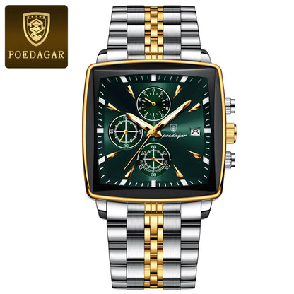 Luxury Square Sport Man Wristwatch Waterproof Luminous Chronograph Quartz Men'S Watches Stainless Steel Men Watch Reloj