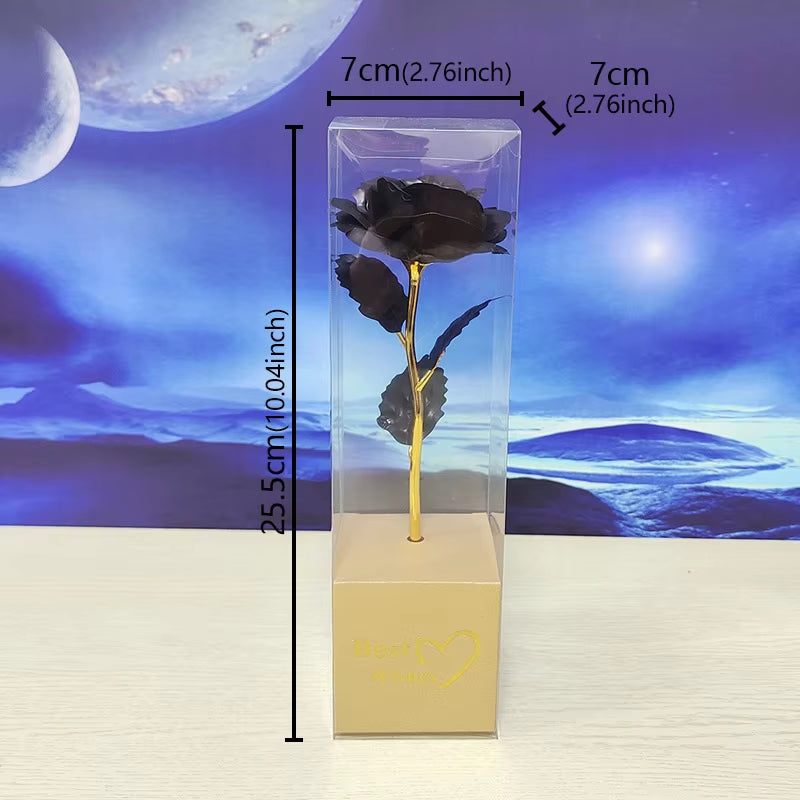Galaxy Rose Eternal 24K Gold Flower Foil Plastic Artificial Roses Forever Love Wedding Decor Lover Roses Creative Gift Decor