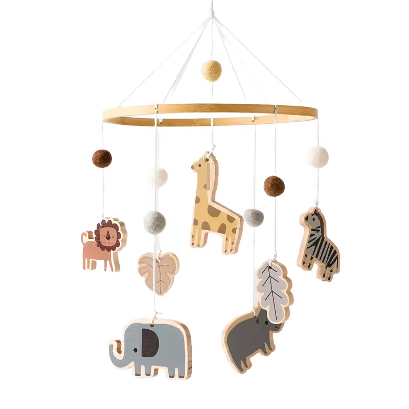 Baby Bed Bell Wood Mobile Toddler Rattles Toys Crib Bell Rattles Boho Style Kids Musical Toys 0-12 Months for Baby Newborn Gifts